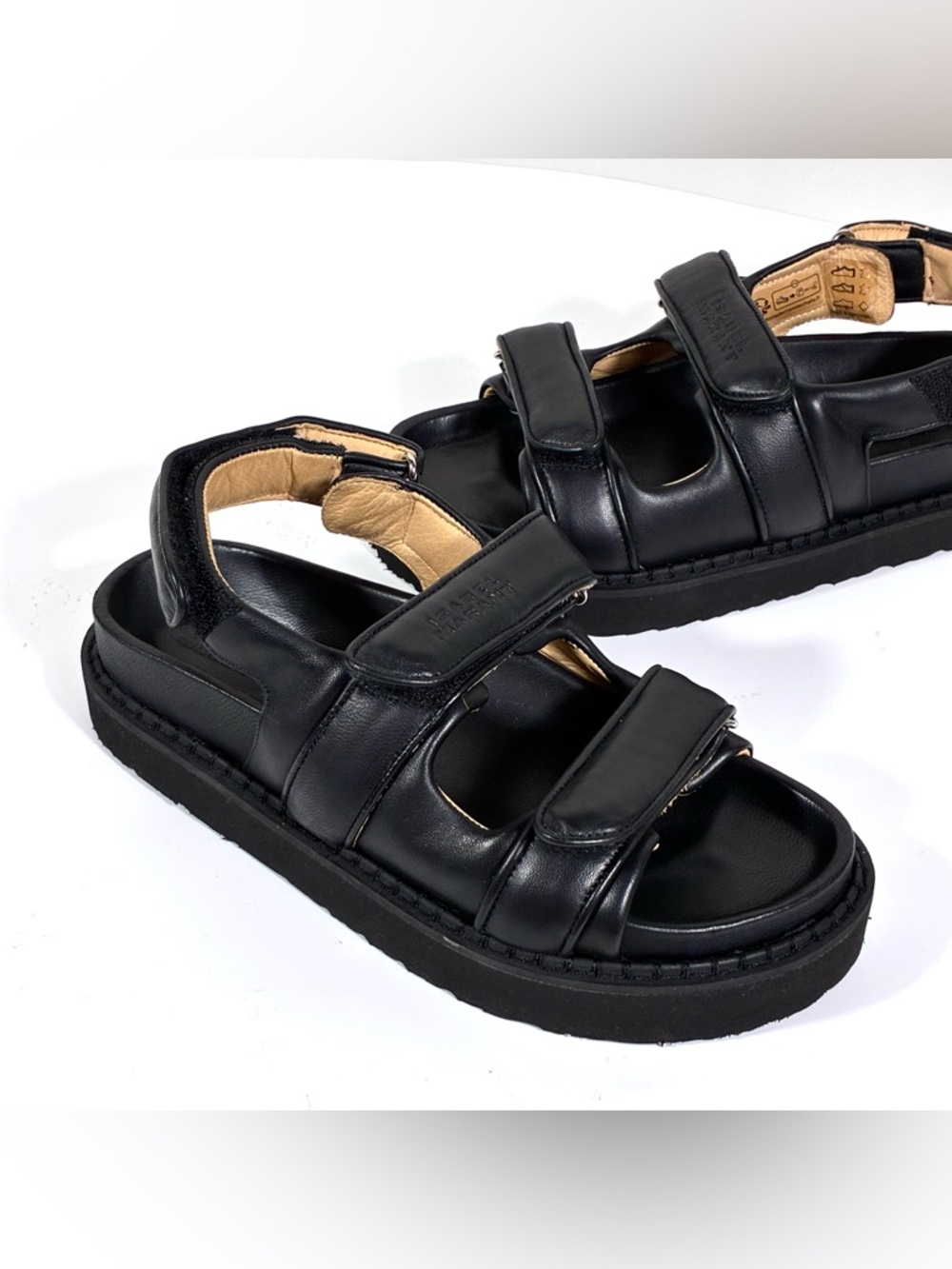 Isabel Marant Madee Platform Leather Sandals Black 37 NEW Flat - Picture 17 of 17